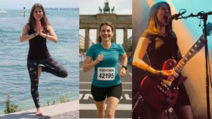 Verschiedene Hobbys: Yoga, Marathon, Musik