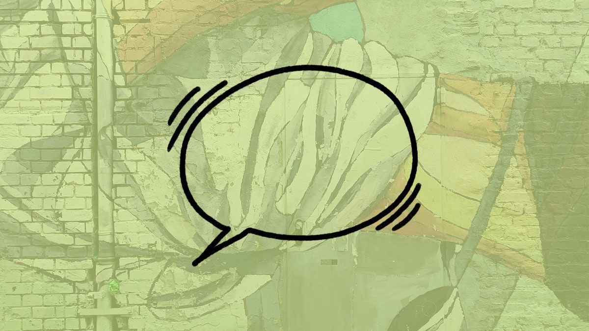 Sprechblase auf grünem Graffiti-Hintergrund